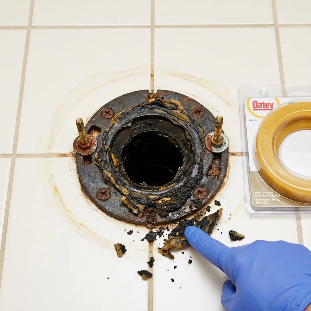 Failed wax ring showing water seepage at the base of a toilet in a Lake Stevens, WA home