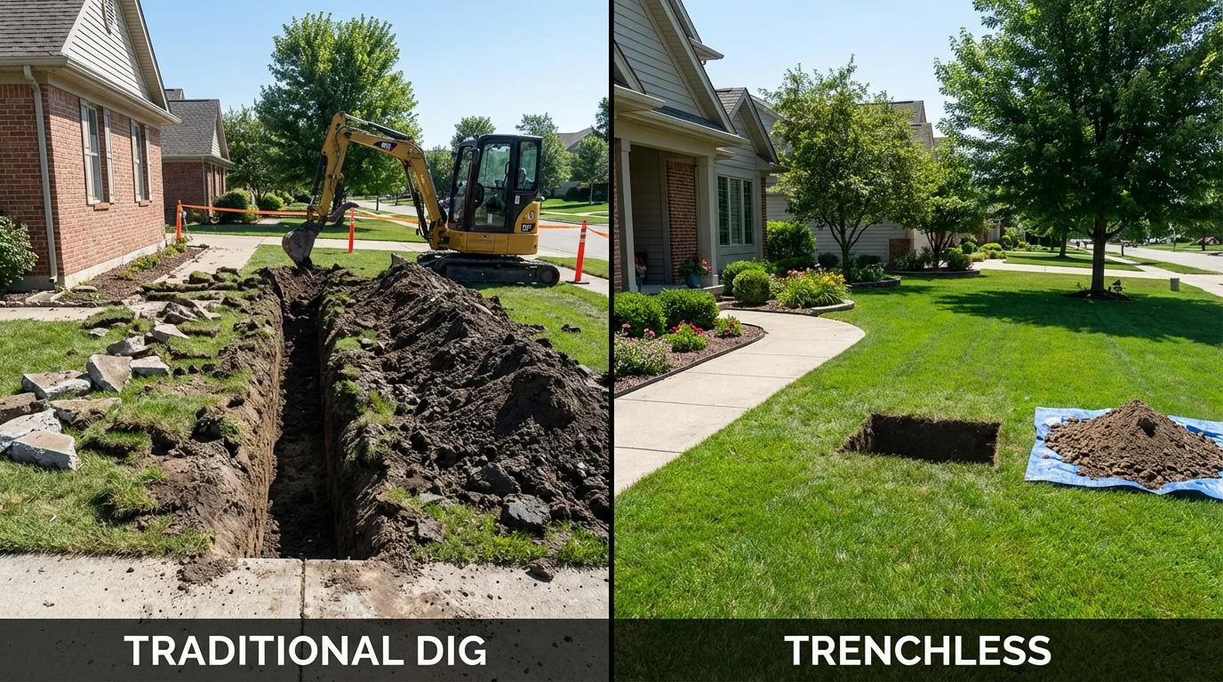 Trenchless sewer repair with minimal yard damage versus traditional excavation in Lake Stevens, WA